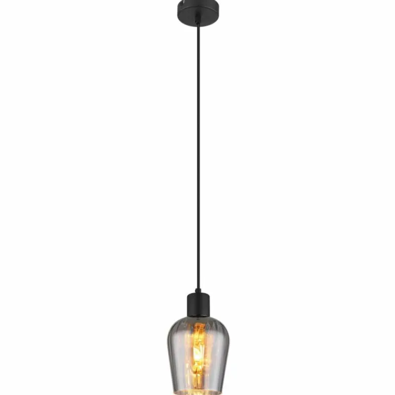 Suspension Verre Fumé-Luminaires Globo Lighting Ryan Suspension Noir, 1 lumière