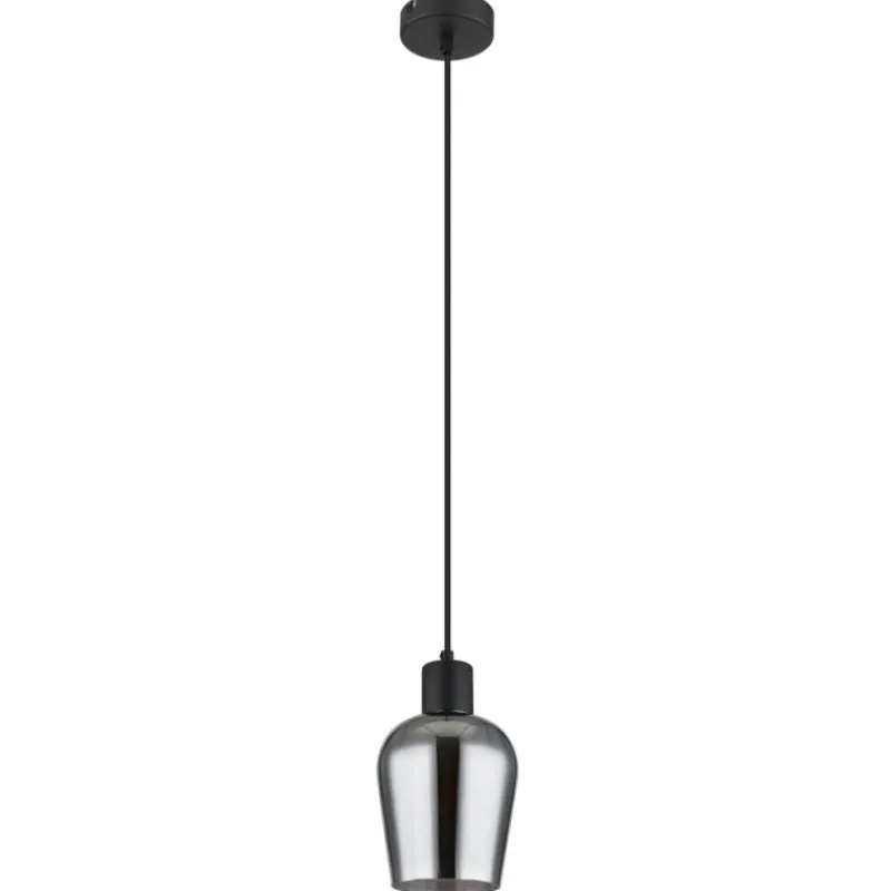 Suspension Verre Fumé-Luminaires Globo Lighting Ryan Suspension Noir, 1 lumière
