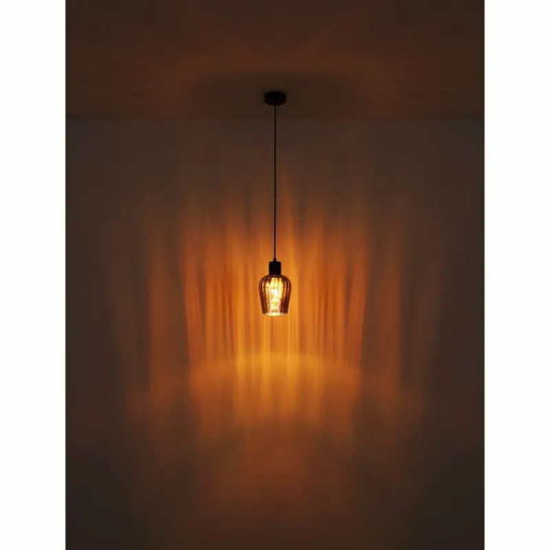 Suspension Verre Fumé-Luminaires Globo Lighting Ryan Suspension Noir, 1 lumière