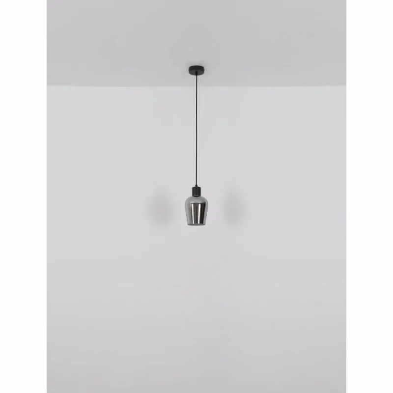 Suspension Verre Fumé-Luminaires Globo Lighting Ryan Suspension Noir, 1 lumière