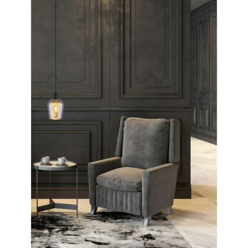 Suspension Verre Fumé-Luminaires Globo Lighting Ryan Suspension Noir, 1 lumière