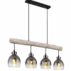 Suspension Verre Fumé-Luminaires Globo Lighting Ryan Suspension Écru, Noir, 4 lumières