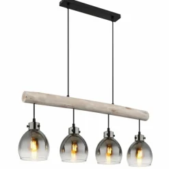 Suspension Verre Fumé-Luminaires Globo Lighting Ryan Suspension Écru, Noir, 4 lumières