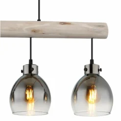 Suspension Verre Fumé-Luminaires Globo Lighting Ryan Suspension Écru, Noir, 4 lumières