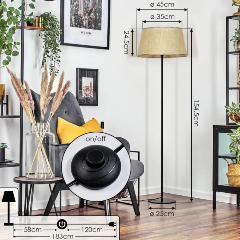 hofstein Sabadim Lampadaire beige, Écru, 1 lumière