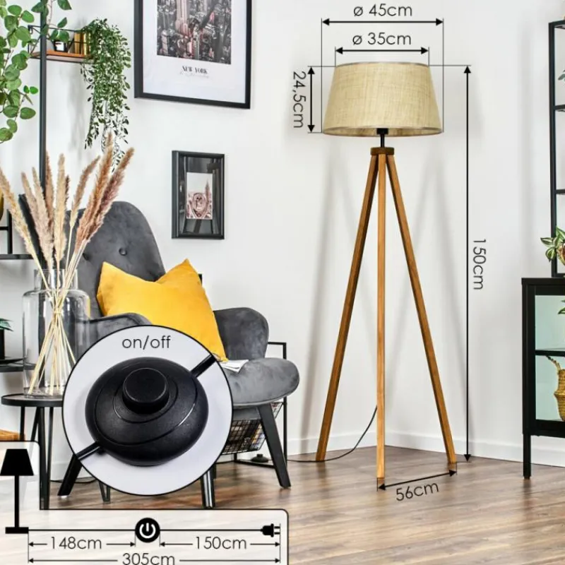 Lampes En Tissu-hofstein Sabadim Lampadaire Écru, 1 lumière