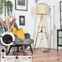 Luminaires Scandinaves-hofstein Sabadim Lampadaire Écru, 1 lumière