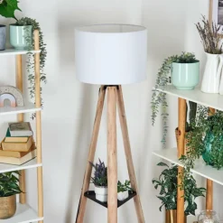 Lampes En Tissu-hofstein Sabadim Lampadaire Écru, Noir, 1 lumière