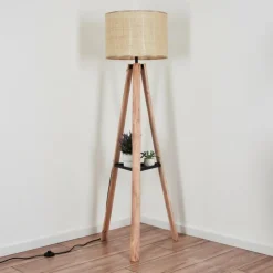 Luminaires Scandinaves-hofstein Sabadim Lampadaire Écru, Noir, 1 lumière