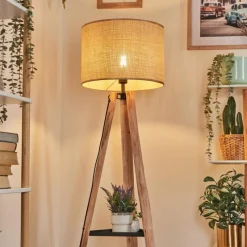 Luminaires Scandinaves-hofstein Sabadim Lampadaire Écru, Noir, 1 lumière