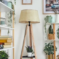 Luminaires Scandinaves-hofstein Sabadim Lampadaire Écru, Noir, 1 lumière