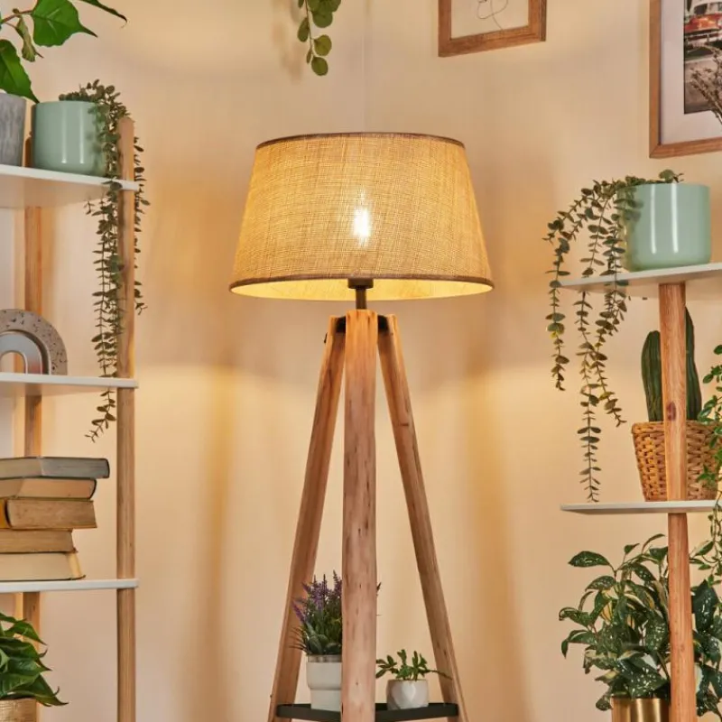 Luminaires Scandinaves-hofstein Sabadim Lampadaire Écru, Noir, 1 lumière