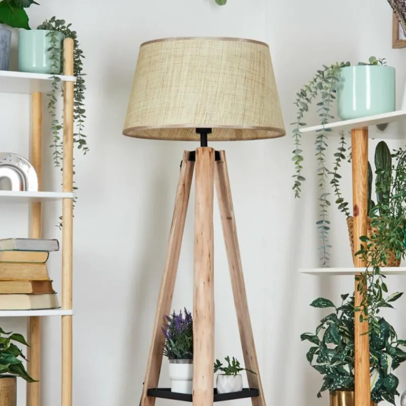 Luminaires Scandinaves-hofstein Sabadim Lampadaire Écru, Noir, 1 lumière