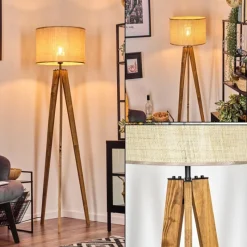 Luminaires Scandinaves-hofstein Sabadim Lampadaire Écru, Noir, 1 lumière