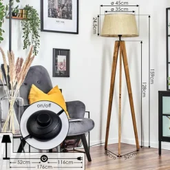 Luminaires Scandinaves-hofstein Sabadim Lampadaire Écru, Noir, 1 lumière