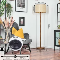 Luminaires Scandinaves-hofstein Sabadim Lampadaire Écru, Noir, 1 lumière