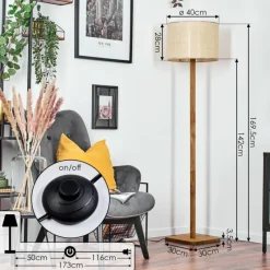 Luminaires Scandinaves-hofstein Sabadim Lampadaire Écru, Noir, 1 lumière