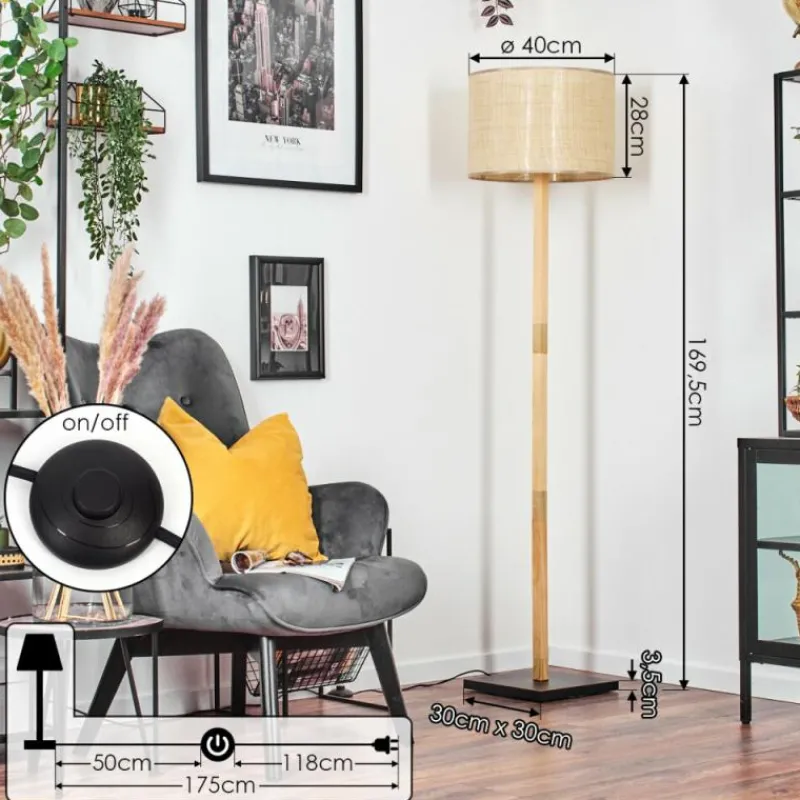 Luminaires Scandinaves-hofstein Sabadim Lampadaire Écru, Noir, 1 lumière