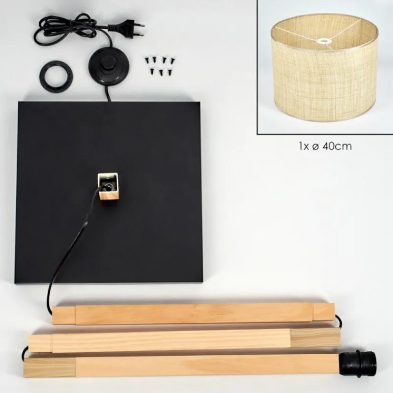 Luminaires Scandinaves-hofstein Sabadim Lampadaire Écru, Noir, 1 lumière