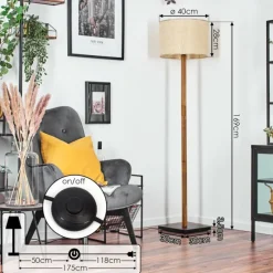 Luminaires Scandinaves-hofstein Sabadim Lampadaire Écru, Noir, 1 lumière