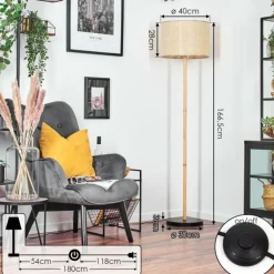 Luminaires Scandinaves-hofstein Sabadim Lampadaire Écru, Noir, 1 lumière