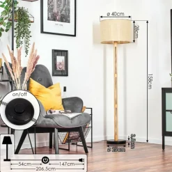 Luminaires Scandinaves-hofstein Sabadim Lampadaire Écru, Noir, 1 lumière