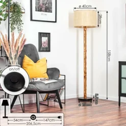 hofstein Sabadim Lampadaire Écru, Noir, 1 lumière