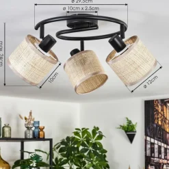 Luminaires Scandinaves-hofstein Sabadim Plafonnier Noir, 3 lumières