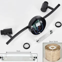 hofstein Sabadim Plafonnier Noir, 2 lumières