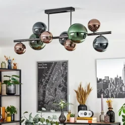 hofstein Sacoselo Plafonnier, Boule lumineuse Noir, 9 lumières