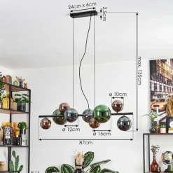 hofstein Sacoselo Suspension, Boule lumineuse Noir, 9 lumières