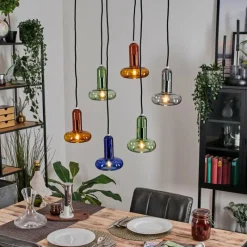 hofstein Salavisa Suspension Noir, 6 lumières