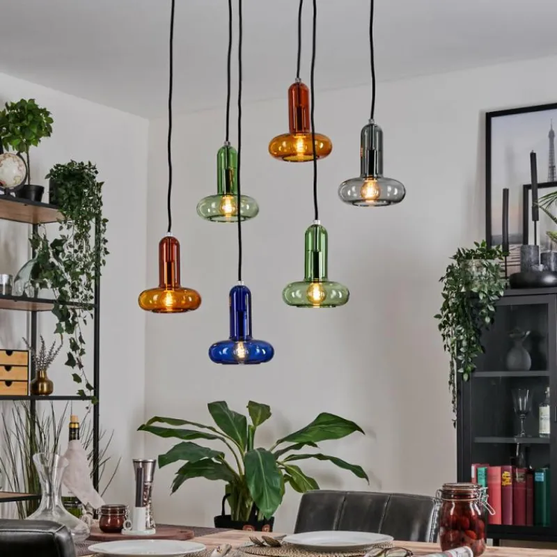 hofstein Salavisa Suspension Noir, 6 lumières