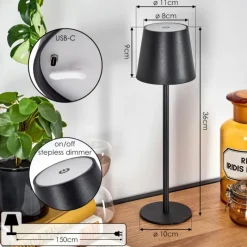hofstein Salgadinho Lampe à poser LED Noir, 1 lumière