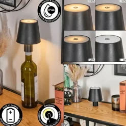 hofstein Salgadinho Lampe de table d'extérieur, Lampe à poser LED Noir, 1 lumière