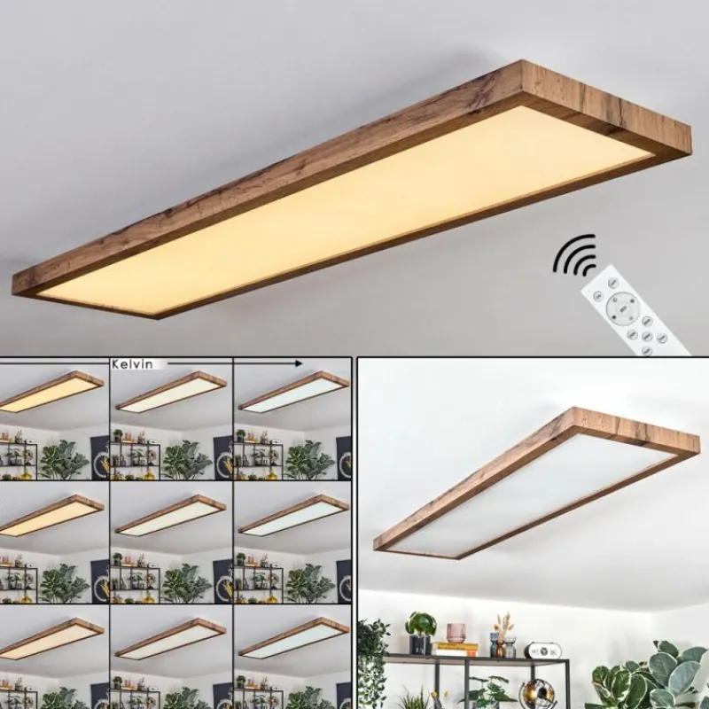 Luminaires Scandinaves-hofstein Salmi LED Couleur bois, Noir, 1 lumière, Télécommandes