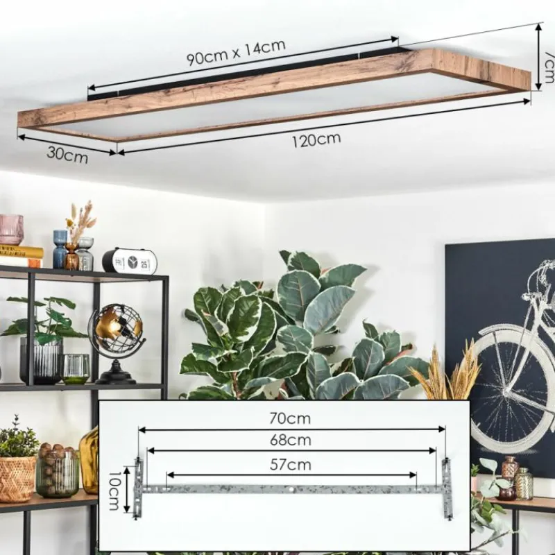 Luminaires Scandinaves-hofstein Salmi LED Couleur bois, Noir, 1 lumière, Télécommandes