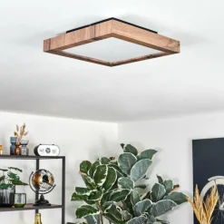 Luminaires Scandinaves-hofstein Salmi Plafonnier, Panel LED Couleur bois, Noir, 1 lumière