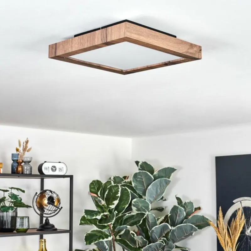 Luminaires Scandinaves-hofstein Salmi Plafonnier, Panel LED Couleur bois, Noir, 1 lumière