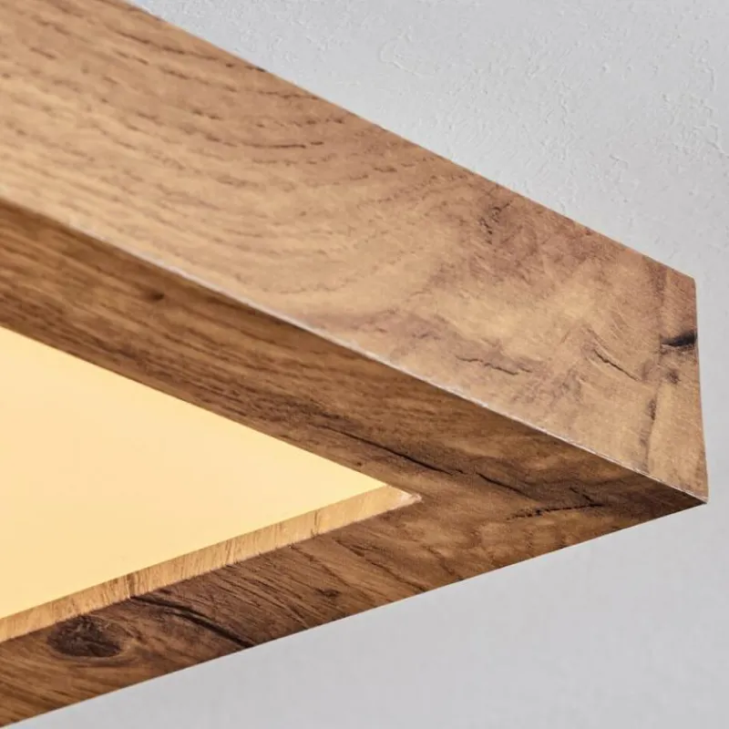 Luminaires Scandinaves-hofstein Salmi Plafonnier, Panel LED Couleur bois, Noir, 1 lumière