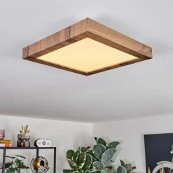 Luminaires Scandinaves-hofstein Salmi Plafonnier, Panel LED Couleur bois, Noir, 1 lumière