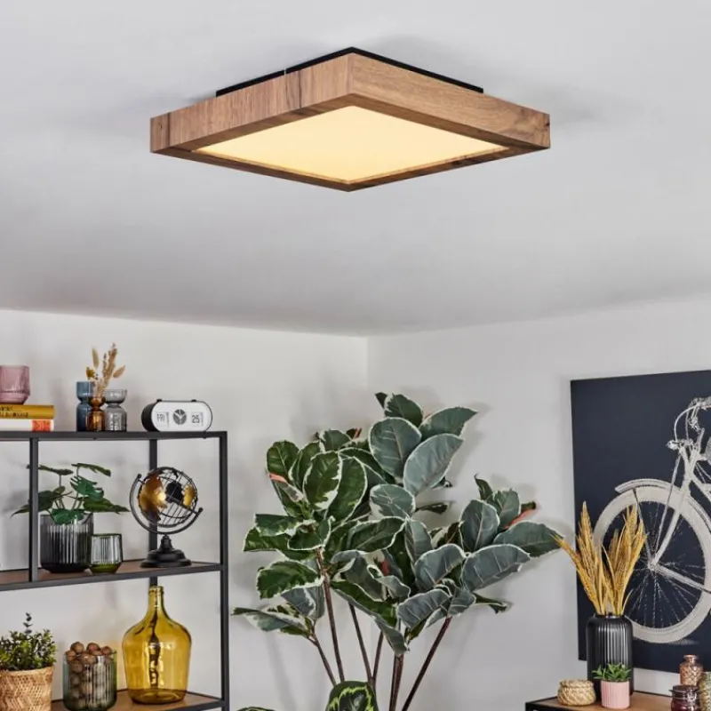 Luminaires Scandinaves-hofstein Salmi Plafonnier, Panel LED Couleur bois, Noir, 1 lumière