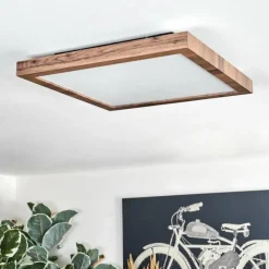 Luminaires Scandinaves-hofstein Salmi Plafonnier, Panel LED Couleur bois, Noir, 1 lumière