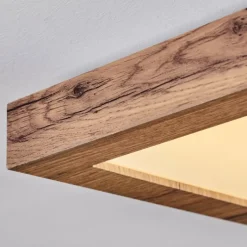 Luminaires Scandinaves-hofstein Salmi Plafonnier, Panel LED Couleur bois, Noir, 1 lumière