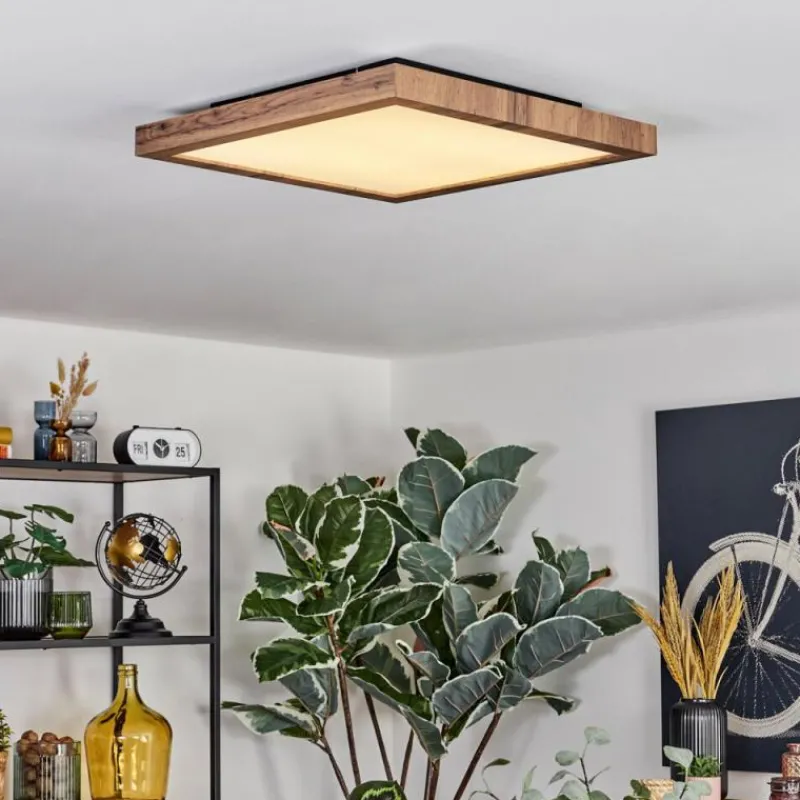 Luminaires Scandinaves-hofstein Salmi Plafonnier, Panel LED Couleur bois, Noir, 1 lumière