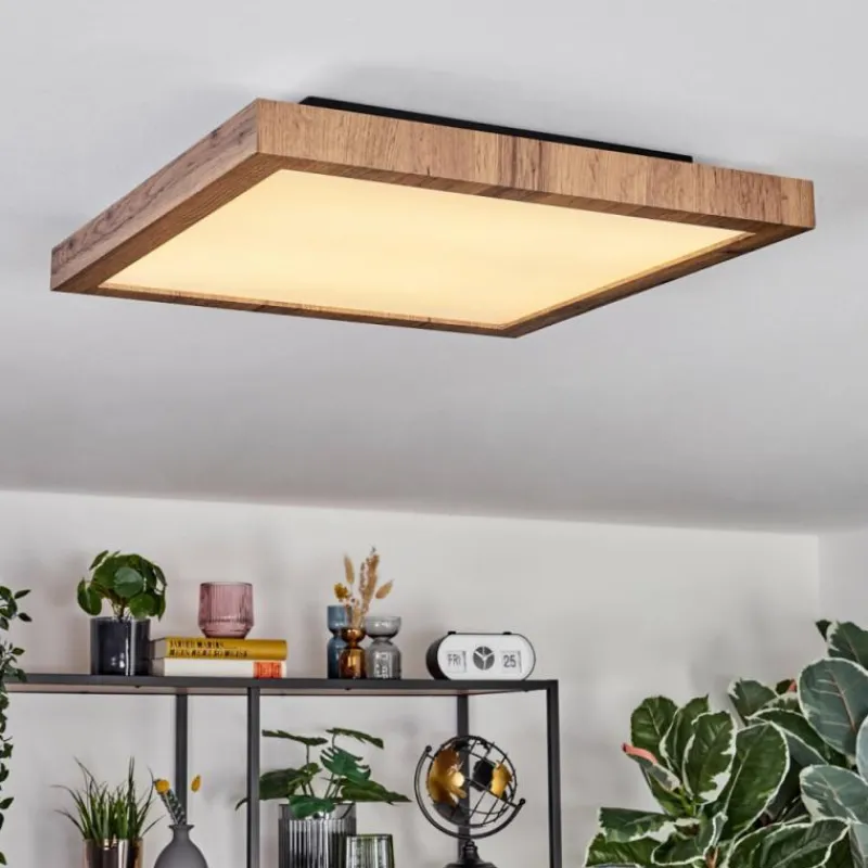 Luminaires Scandinaves-hofstein Salmi Plafonnier, Panel LED Couleur bois, Noir, 1 lumière