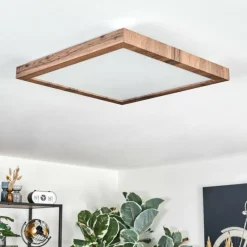 Luminaires Scandinaves-hofstein Salmi Plafonnier, Panel LED Couleur bois, Noir, 1 lumière