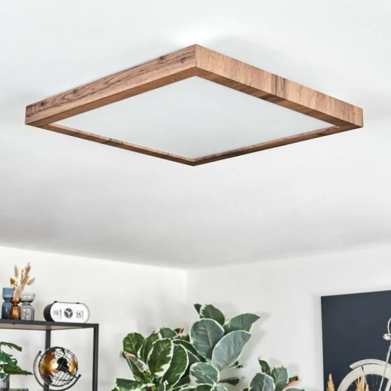 Luminaires Scandinaves-hofstein Salmi Plafonnier, Panel LED Couleur bois, Noir, 1 lumière