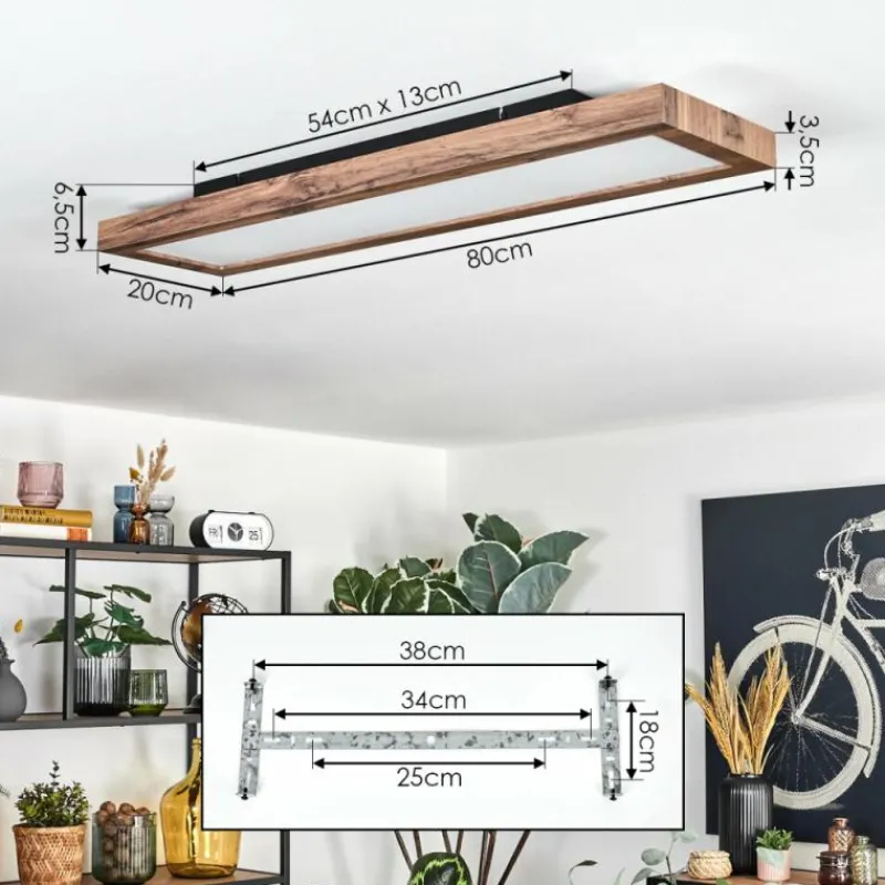 Luminaires Scandinaves-hofstein Salmi Plafonnier, Panel LED Couleur bois, Noir, 1 lumière