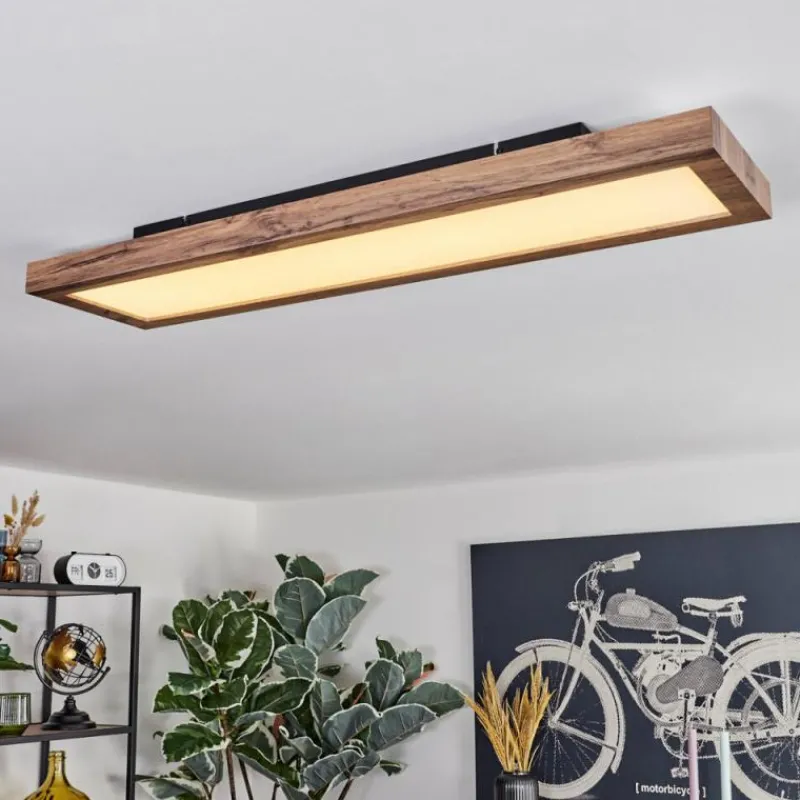 Luminaires Scandinaves-hofstein Salmi Plafonnier, Panel LED Couleur bois, Noir, 1 lumière